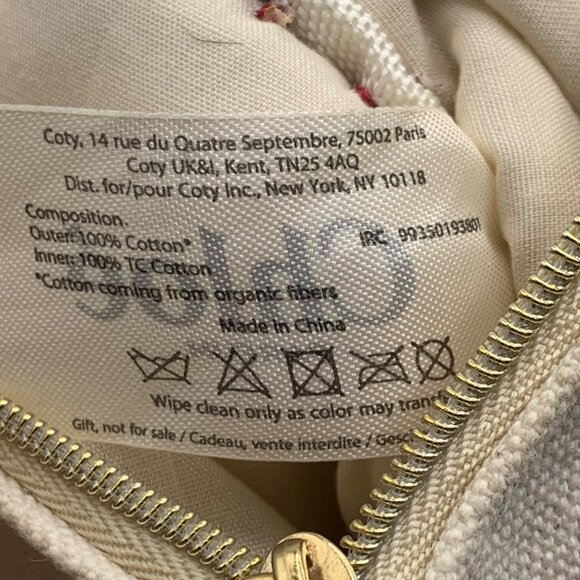 Chloé Parfum Canvas Coin Purse Makeup Case Gold Charm Red Stitching Chic Travel - Picture 10 of 12